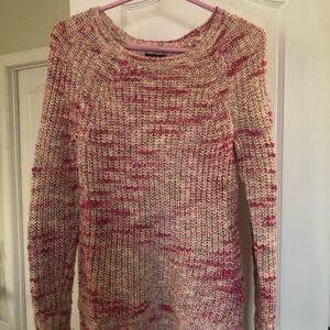 American Eagle Outfitters Pink and Cream Knit Sweater Size XS